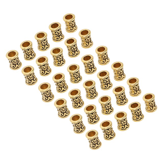 Perles de Tube de Barbe, 30 Pcs Cadeau Parfait Perles de Dreadlocks Rétro pour Tressage de Cheveux