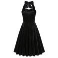 thumbnail image 4 of Dvkptbk Robes Formelles pour Femmes à Col Licou en Velours Robes de Demoiselle d'Honneur Sans Manches Froncées Moulantes en Velours Portefeuille Fête Cocktail Robe Midi, 4 of 9