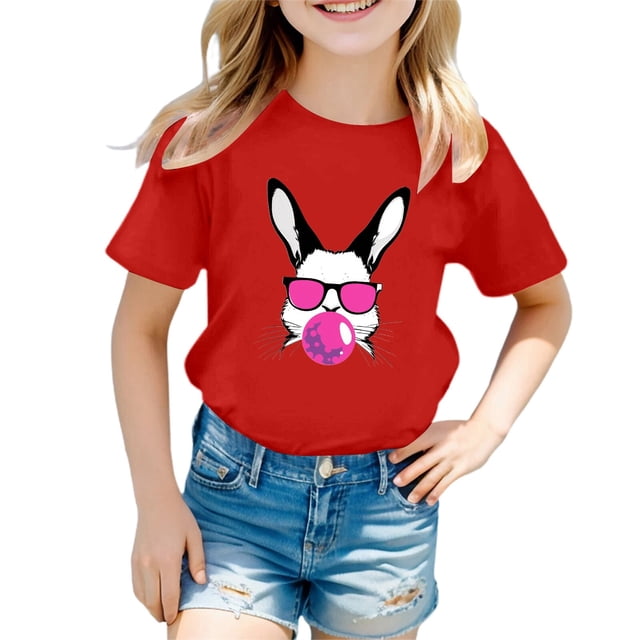 FhsagQ The 7th Of July T-Shirt Décontracté à Manches Courtes à Col Rond avec Imprimé de Pâques Mignon pour Fille Haut Fille Printemps The 7th Of July T-Shirts Taille 14/16 T-Shirts d'Été pour Tout-Petite Fille 3-4T Pâques Rouge 8-9 Ans
