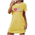 thumbnail image 1 of Amzcrzy Pyjamas pour Femmes Mode Imprimé Cœur Valentines Day Robe Décontractée Confortable à Manches Courtes Chemises de Nuit pour Femmes Valentines Day Cadeaux, 1 of 5
