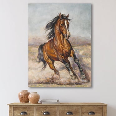 Designart Painting Of A Horse In The Race Canvas Wall Art