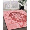 thumbnail image 3 of Ahgly Company Tapis d'Intérieur Ronds Transitionnels Orange Lavables à la Machine, 3 Pieds Rond, 3 of 7