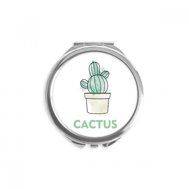 Watercolor Cactus Succulents Potted Hand Compact Mirror Round Portable Pocket Glass