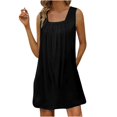 thumbnail image 1 of Birdeem Womens Summer Fashion Solid Square-Neck Sleeveless Pullover Dress, 1 of 1