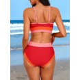 thumbnail image 4 of Scoop Neck Bikini Sets for Womens Adjustable Straps Bathing Suit High Waisted Two Piece Swimsuit, 4 of 7