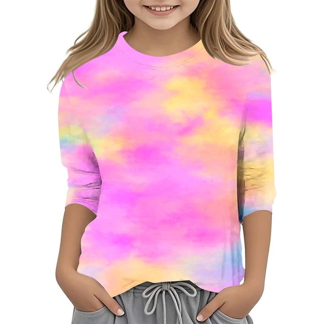 MIASHUI Toddler Girls Boys Raglan 3/4 Sleeve Shirts Baseball Tee Cotton Tees School Uniforms,Pink,3-4 Years
