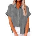 thumbnail image 1 of fheaev Button Down Shirts For Womens Dress Shirts Roll Up Short Sleeve Collared Blouses Lapel Neck Work Office Business Button Shirt Tunic Textured Top With Pockets, 1 of 8
