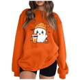 thumbnail image 1 of Pisexur Chandail d'Halloween pour Femmes en Molleton Orange Chandail à Manches Longues Col Rond Chandails de Mode avec Motif Citrouille Chandails à Capuche d'Halloween Hauts à Enfiler, 1 of 3