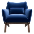 thumbnail image 1 of Fauteuil à Accoudoirs Rembourré en Velours à Dossier Fixe de Style Mi-Siècle Gatsby, Bleu, 1 of 7