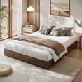 thumbnail image 1 of Modern Floor-Standing Platform Bed Frame, Wooden Bed Frame Without Headboard, Solid Wood Slat Foundation, No Box Spring Needed, Easy Assembly, for Bedroom, Dorm, Small Spaces, 1 of 5