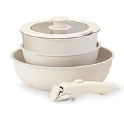 Gourmetific Cookware Set,5/11/15 - Piece Set of Ceramic Non - Stick Pans with Removable Handle, Versatile Slick Pots Set for Kitchen, Induction Ready,Easily Clean