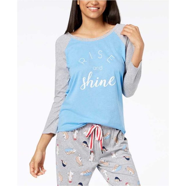 Jenni Hauts de Pyjama Graphiques à Manches Raglan pour Femmes, Rise and Shine, TG