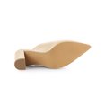 thumbnail image 3 of BLISSFUL STEP Women's Pointed Toe Chunky Heels Slides Mules Beige (Size 6), 3 of 7