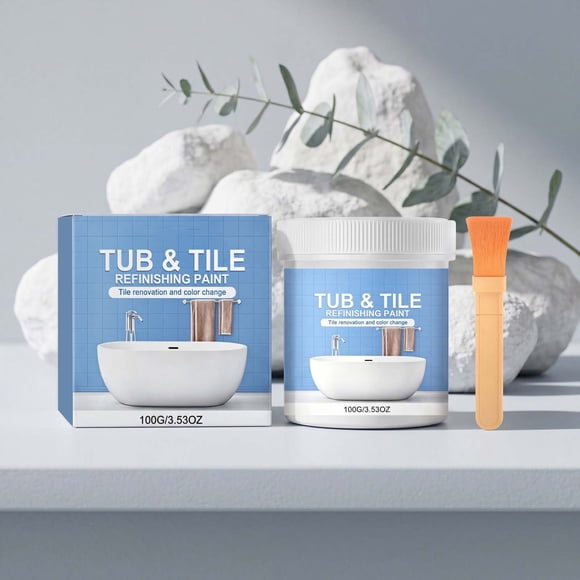 EGNMCR Household Cleaners Tub And Tile Refinishing Paint Kit White Bathtub Sink Tile Repair Coating With Brush Bathroom Ceramic Porcelain Paint 100g Ceramic tile color changing