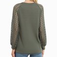 thumbnail image 4 of Pull en Tricot Fin à Col Rond pour Femmes Pull à Manches Longues avec Manches en Dentelle Ajourées, 4 of 7