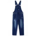 thumbnail image 1 of KIDSCOOL SPACE Little Boys Denim Overalls,Ripped Holes Elastic Band Inside Jeans Workwear,Blue,5-6 Years, 1 of 7