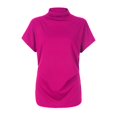 thumbnail image 2 of AMERTEER Blouse Décontractée en Coton à Manches Courtes et Col Roulé pour Femmes, Grande Taille, 2 of 4