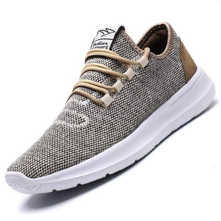 KEEZMZ Mens Running Shoes Fashion Breathable Sneakers Mesh Soft Sole casual Athletic Lightweight (85, Beige)