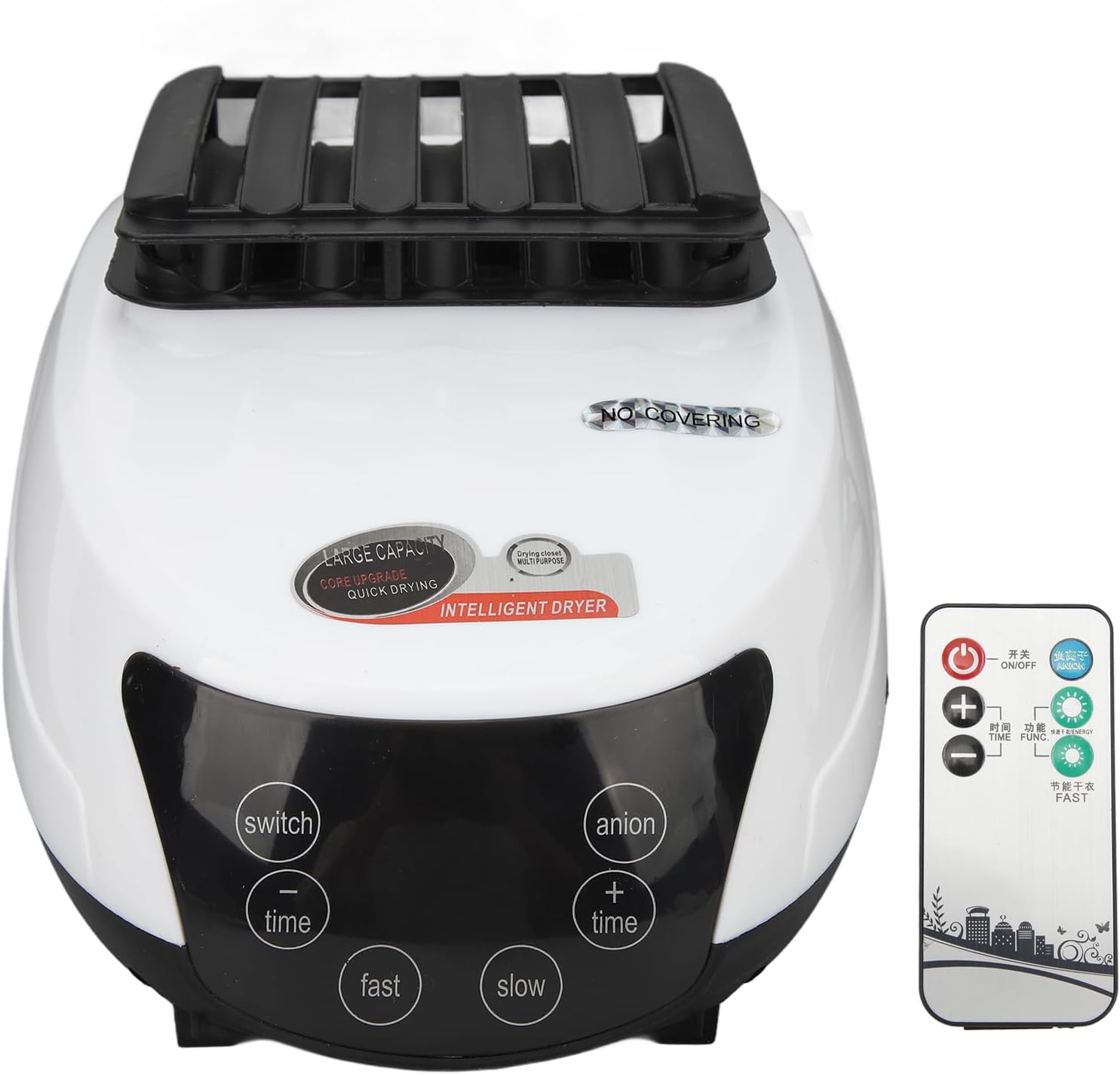 Clothes Dryer Machine,1500W Six Buttons Host Silent Electric Clothes Dryer with Remote Control Electric Heater for Home Travel Apartment Dorm