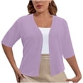 thumbnail image 1 of Women's Plus Size Cropped Cardigan Shrugs Short Sleeve Button Down Ribbed Knit Sweater Summer Kimono, 1 of 6