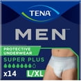 thumbnail image 1 of TENA Men Incontinence Underwear, Super Plus Absorbency, Comfortable Fit, Disposable, Large/X-Large (L/XL), 14 Count, 1 of 6