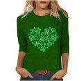 thumbnail image 2 of T-Shirt Ample à Manches Trois-Quarts et Col Rond Imprimé pour la Saint-Patrick pour Femmes, 2 of 6
