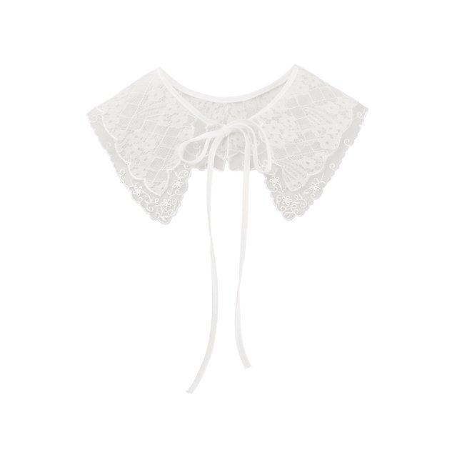 INSPIRE CHIC Detachable False Collar, Embroidery Mini Cape Neck Ruff Dickey Fake Collar for Blouse White-6