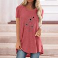 thumbnail image 2 of Hauts d'Été pour Femmes 2023 Mode Femmes T-Shirt Imprimé Col Rond Manches Courtes Tee Décontracté Blouse, 2 of 4