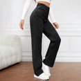 thumbnail image 4 of WEAIXIMIUNG Jeans Maternité Femme Women Fashion Solid Loose Button Pant Pocket Washed Polished Waist Ripped Jeans Trousers, 4 of 7