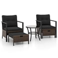 thumbnail image 4 of Gymax Set of 5 Furniture Set Rattan Chairs & Ottomans w/ Glass Topped Coffee Table Patio Black, 4 of 4