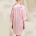 thumbnail image 3 of Besolor Chemise de Nuit en Satin pour Femme à Boutons, Robe Chemise à Manches 3/4, Décontractée et Confortable, Pyjama de Nuit, 3 of 4