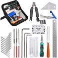 thumbnail image 2 of TIMESETL Kit d'Outils de Réparation de Guitare, Organisateur de Ficelle, Règle d'Action, Jauge, Outil de Mesure, Clé Hexagonale, Protection de Fingerboard, Jauges de Rangée sous la Corde, Nivelage de Guitare, 2 of 15