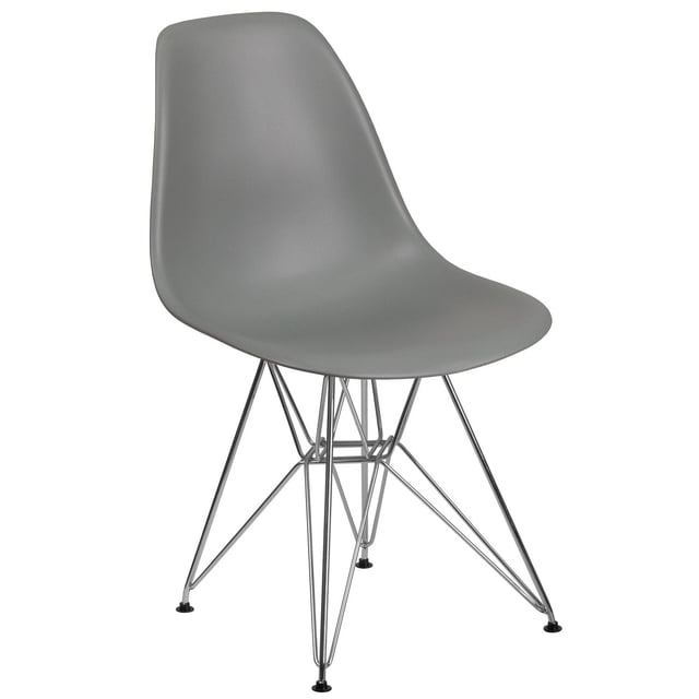 Chaise en plastique noir de la série Elon avec base chromée