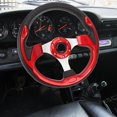 thumbnail image 3 of Universal 13in Racing Style PU Aluminum Comfortable Grip 6 Hole Car Steering Wheel with Horn Button Ideal for Racing Enthusiasts, 3 of 7
