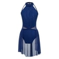 thumbnail image 4 of Lejafay Robe de Danse Moderne Ballet Lyrique pour Filles, Robe de Patinage sur Glace, Justaucorps de Performance, Jupe Tutu Bleu Foncé 8, 4 of 7
