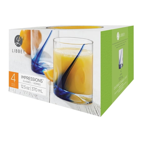 Ens. de verre Impressions de Libbey à ruban bleu