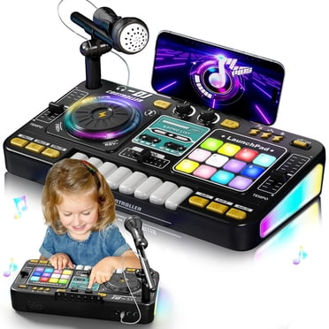 IMENGL DJ Mixer Table For Kids Ages 3 4 5 6 7 8 Musical Toys With Piano Keys DJ Turntable Reaction Music Games Bluetooth Musical Instruments For Kids Activities for Toddlers 1-3,Toddler Magnets for