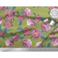thumbnail image 3 of Soimoi Green Silk Fabric Leaves & Floral Decor Fabric Printed BTY 42 Inch Wide, 3 of 3