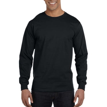 Hanes Men's Long Sleeve Beefy-T T-Shirts, Black, Small