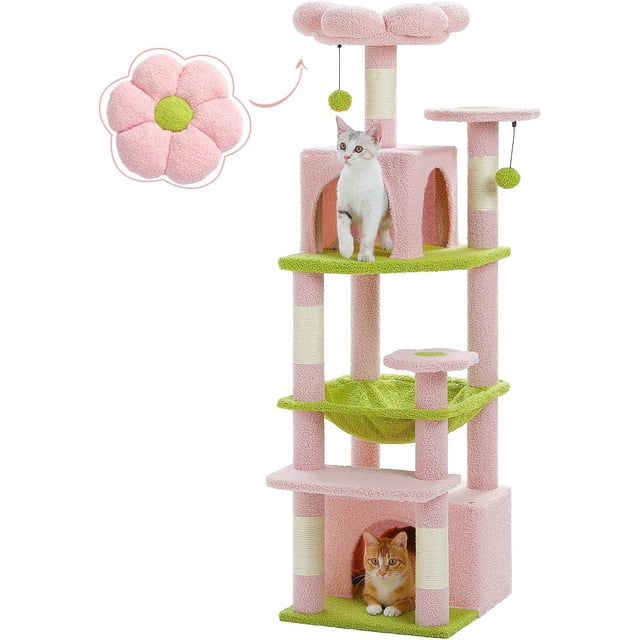 Large Cat Tree cm Cat Tower for Large Cats Cat Condo with Sisal-Cove Scratching Posts and Pads Padded Perch Dual Condo and Basket for Indoor Cats-Grey Small