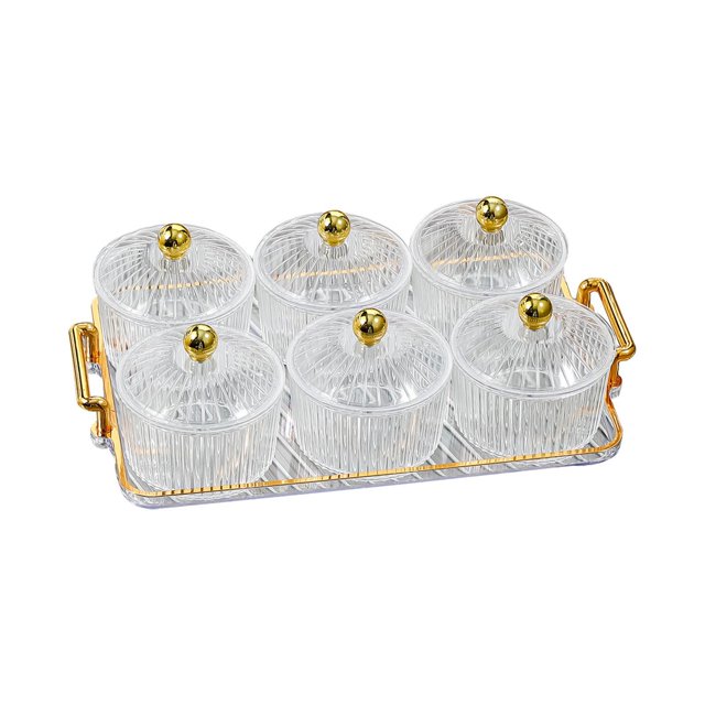 fastboy Fruit Snacks Serving Platter Serving Bowls Storage Container for Wedding Amber 6 Bowls Clear 6 Bowls
