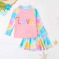thumbnail image 3 of Kid Girl Rash Guard Swimsuits Summer Long Sleeve Sun Protection Girls Bathing Suits for Girls 5-6 Years, 3 of 6