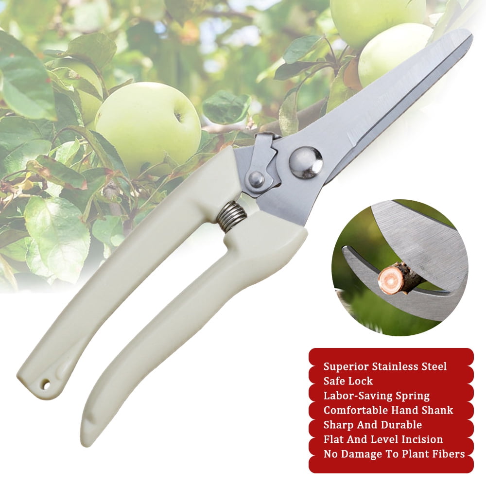 Labymos Portable Multi-Function Stainless Steel Pruning Shears Multipurpose White Hand Shank Orchard Shears