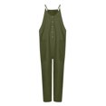 thumbnail image 4 of Summer Jumpsuits for Women Spaghetti Straps Casual Button V Neck Plain Cropped Pants Rompers Outfits with Pockets, 4 of 7