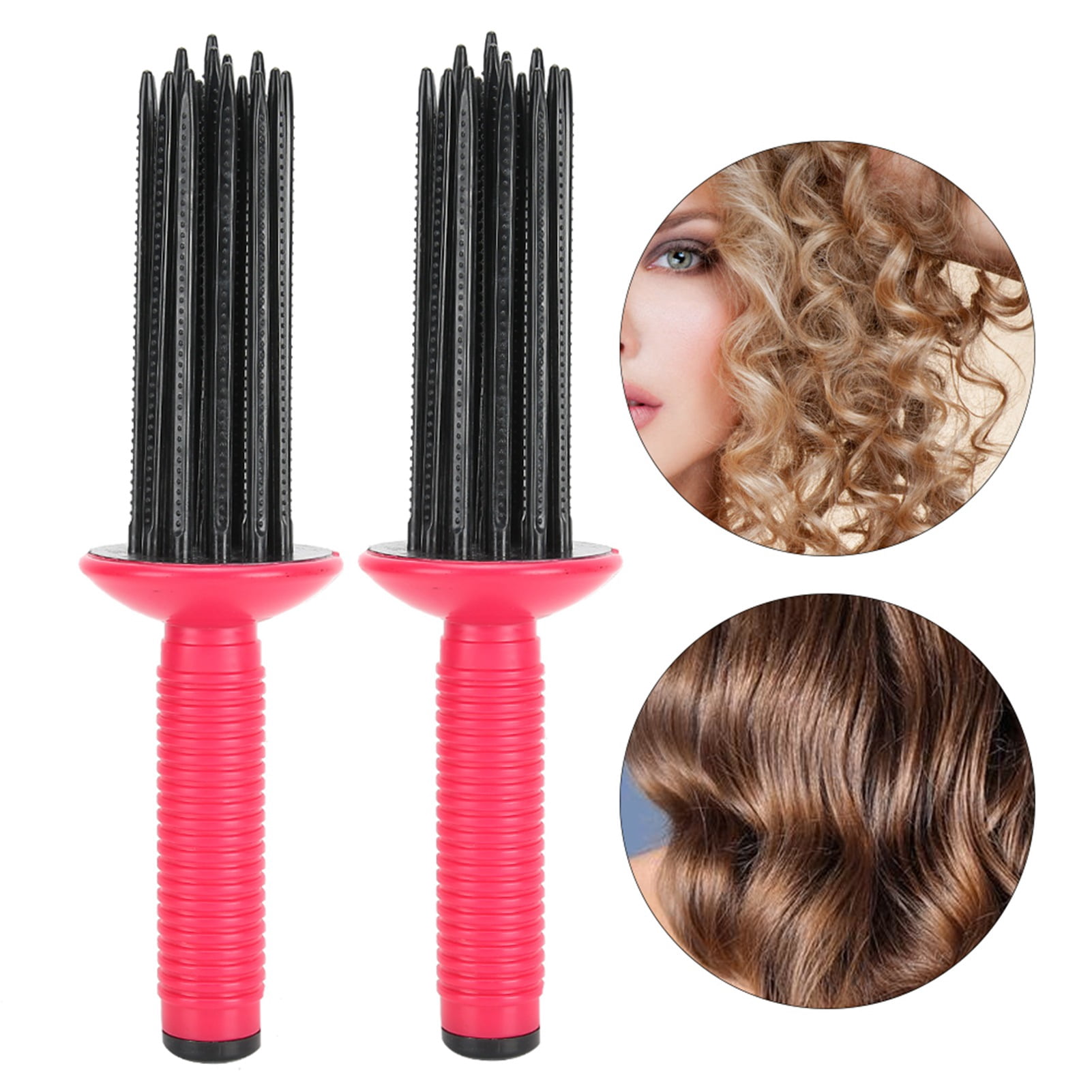 Curling Wand Hair Curler 2pcs 17 Comb Teeth Professional for Home Hair Salon