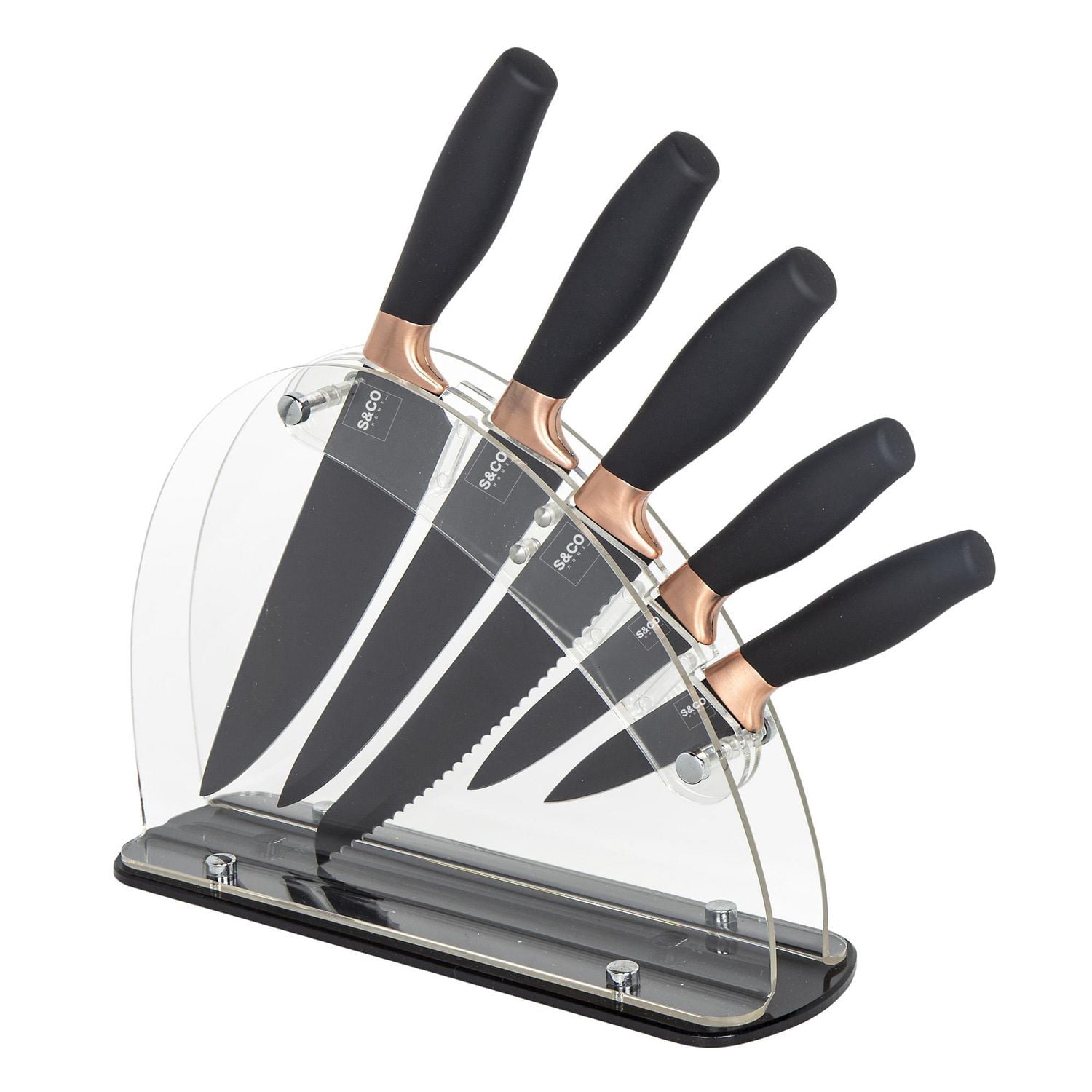 Safdie & Co. Knife 6PC Set With Acrylic Stand Black Matt