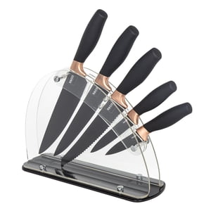 Safdie & Co. Knife 6PC Set With Acrylic Stand Black Matt