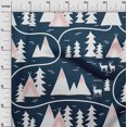 thumbnail image 3 of oneOone Cotton Jersey Navy Blue Fabric Mountain Pattern Craft Projects Decor Fabric Printed By The Yard 58 Inch Wide, 3 of 5