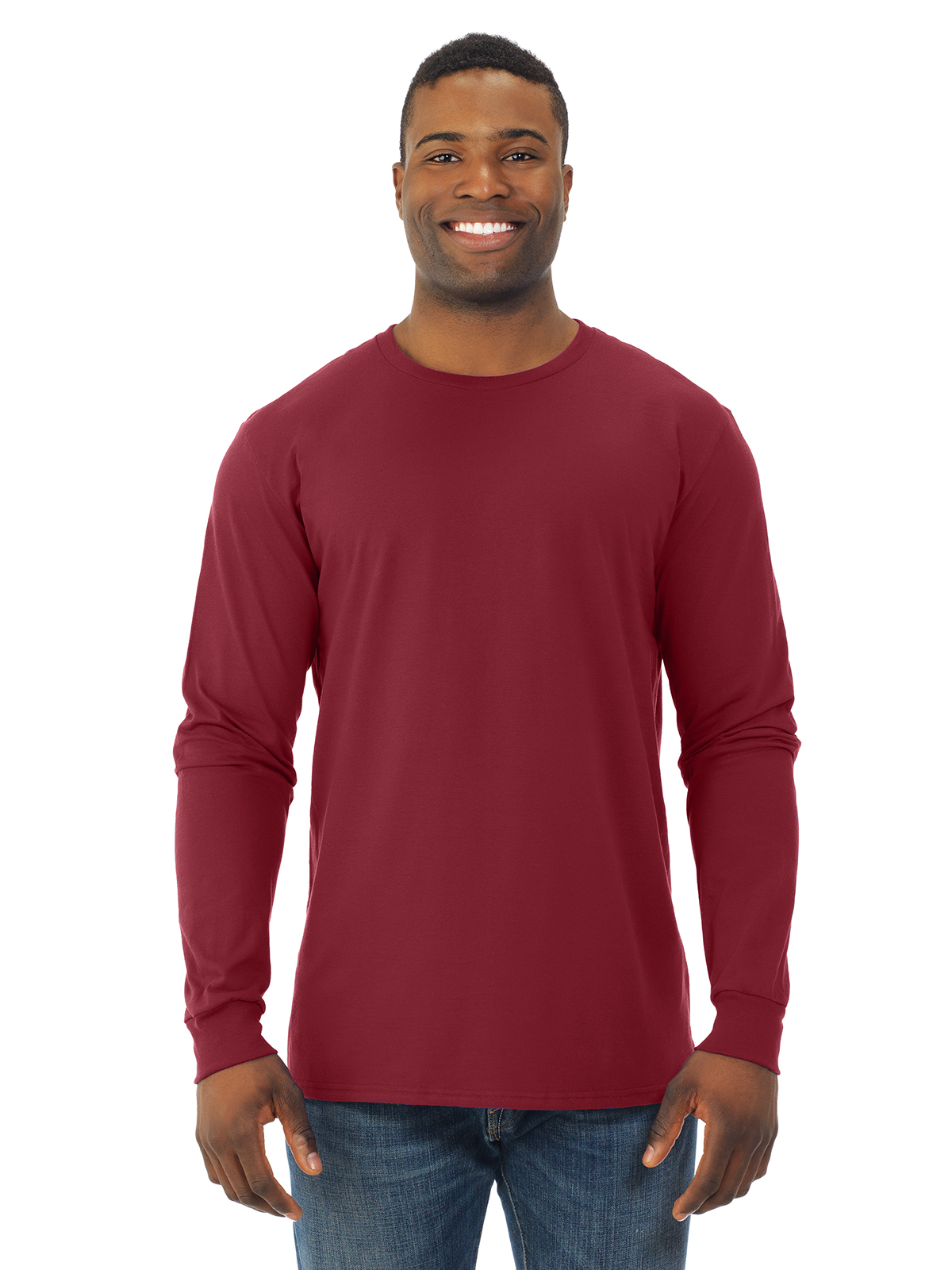 Fruit Of The Loom T-Shirt à Manches Longues Sofspun pour Hommes, 3TG, Cardinal