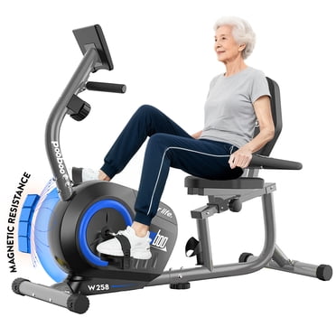 Pooboo Vélos d'Exercice Couchés Vélo Stationnaire Magnétique 8 Niveaux de Résistance Vélo de Cyclisme Intérieur 380 Lb